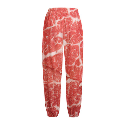 Meat Print Fleece Lined Knit Pants