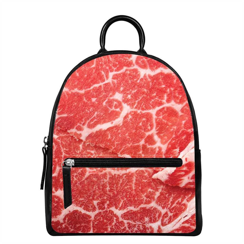 Meat Print Leather Backpack