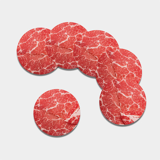 Meat Print Leather Coaster Set
