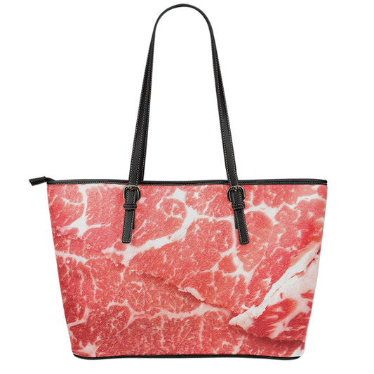 Meat Print Leather Tote Bag