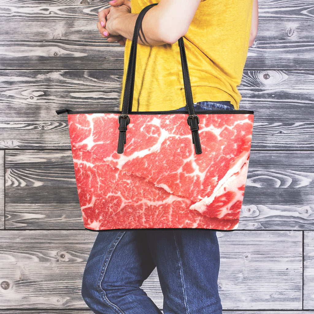 Meat Print Leather Tote Bag