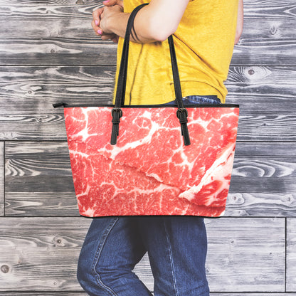 Meat Print Leather Tote Bag