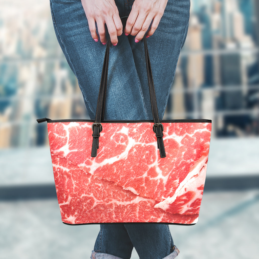 Meat Print Leather Tote Bag