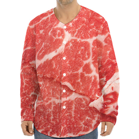 Meat Print Long Sleeve Baseball Jersey