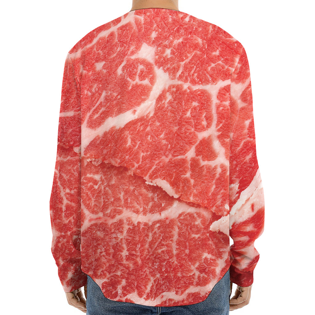 Meat Print Long Sleeve Baseball Jersey