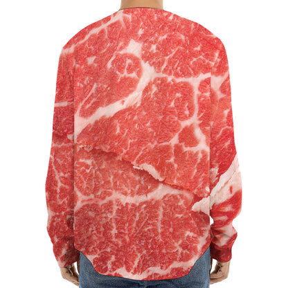 Meat Print Long Sleeve Baseball Jersey