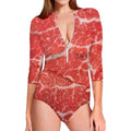 Meat Print Long Sleeve Swimsuit