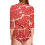 Meat Print Long Sleeve Swimsuit