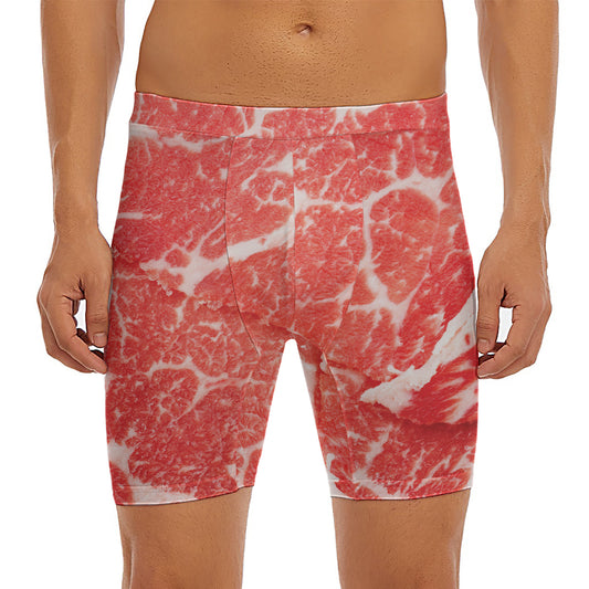 Meat Print Men's Long Boxer Briefs