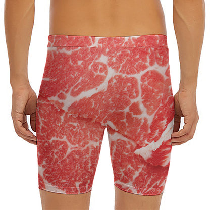 Meat Print Men's Long Boxer Briefs