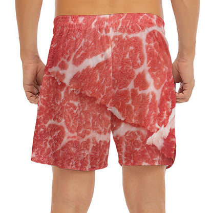Meat Print Men's Split Running Shorts