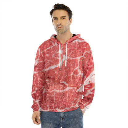 Meat Print Men's Velvet Pullover Hoodie