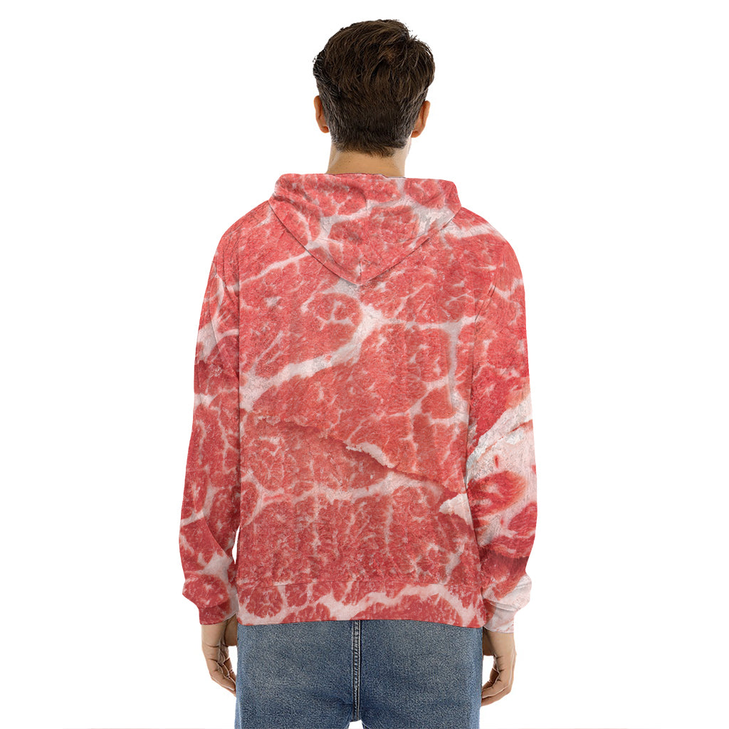 Meat Print Men's Velvet Pullover Hoodie