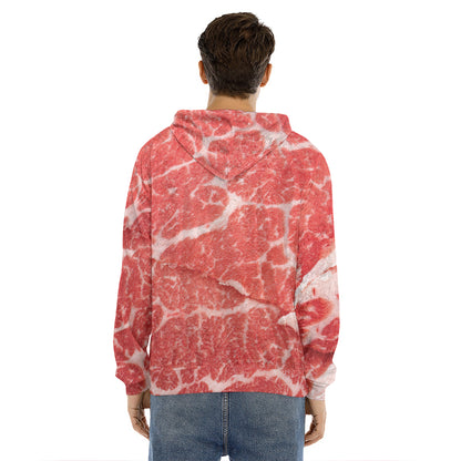 Meat Print Men's Velvet Pullover Hoodie