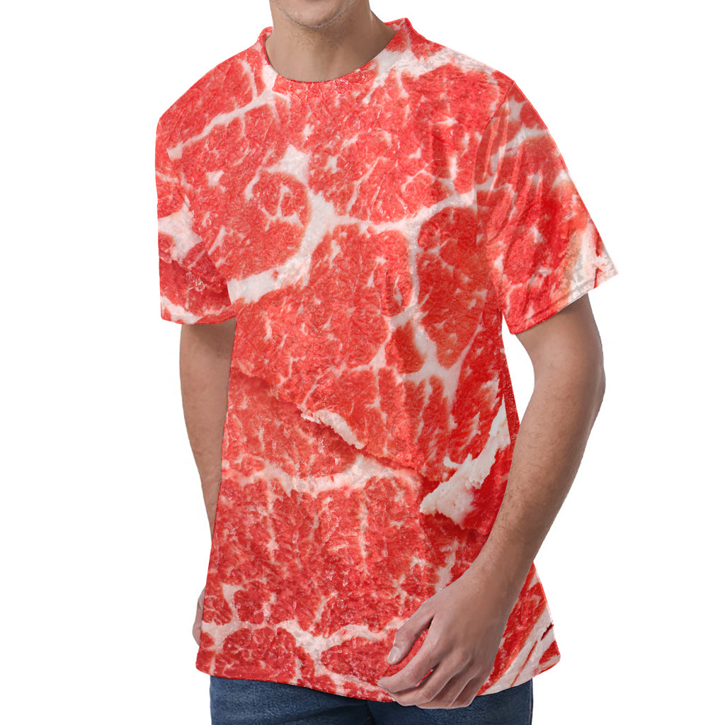 Meat Print Men's Velvet T-Shirt