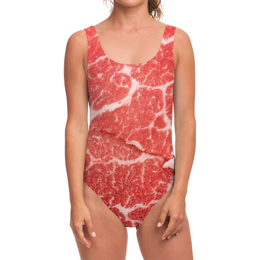 Meat Print One Piece Swimsuit