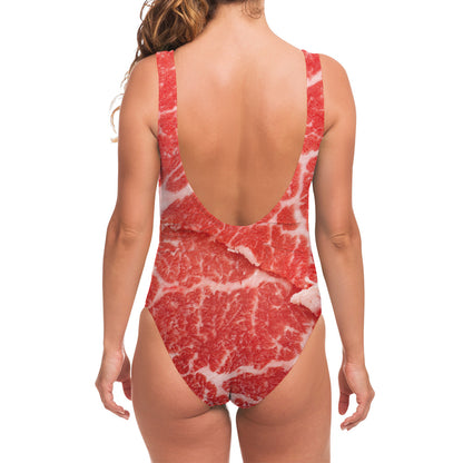 Meat Print One Piece Swimsuit