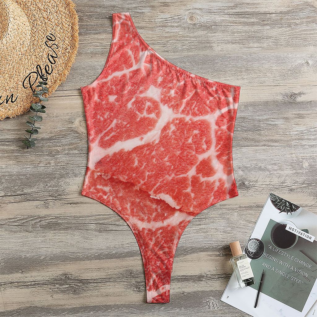 Meat Print One Shoulder Bodysuit