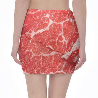 Meat Print Pencil Mini Skirt