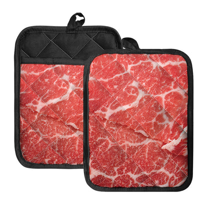 Meat Print Pot Holders With Pocket