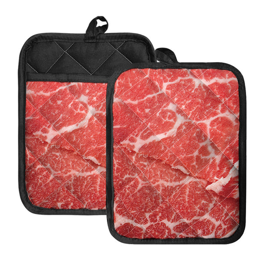 Meat Print Pot Holders With Pocket