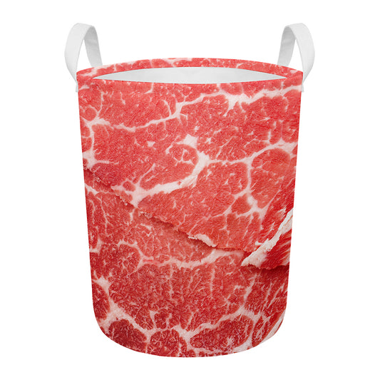 Meat Print Round Laundry Basket