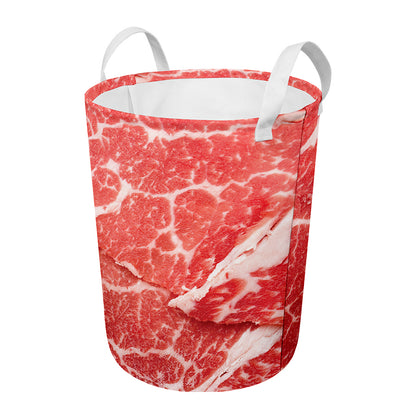 Meat Print Round Laundry Basket