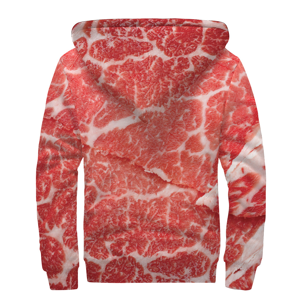 Meat Print Sherpa Lined Zip Up Hoodie