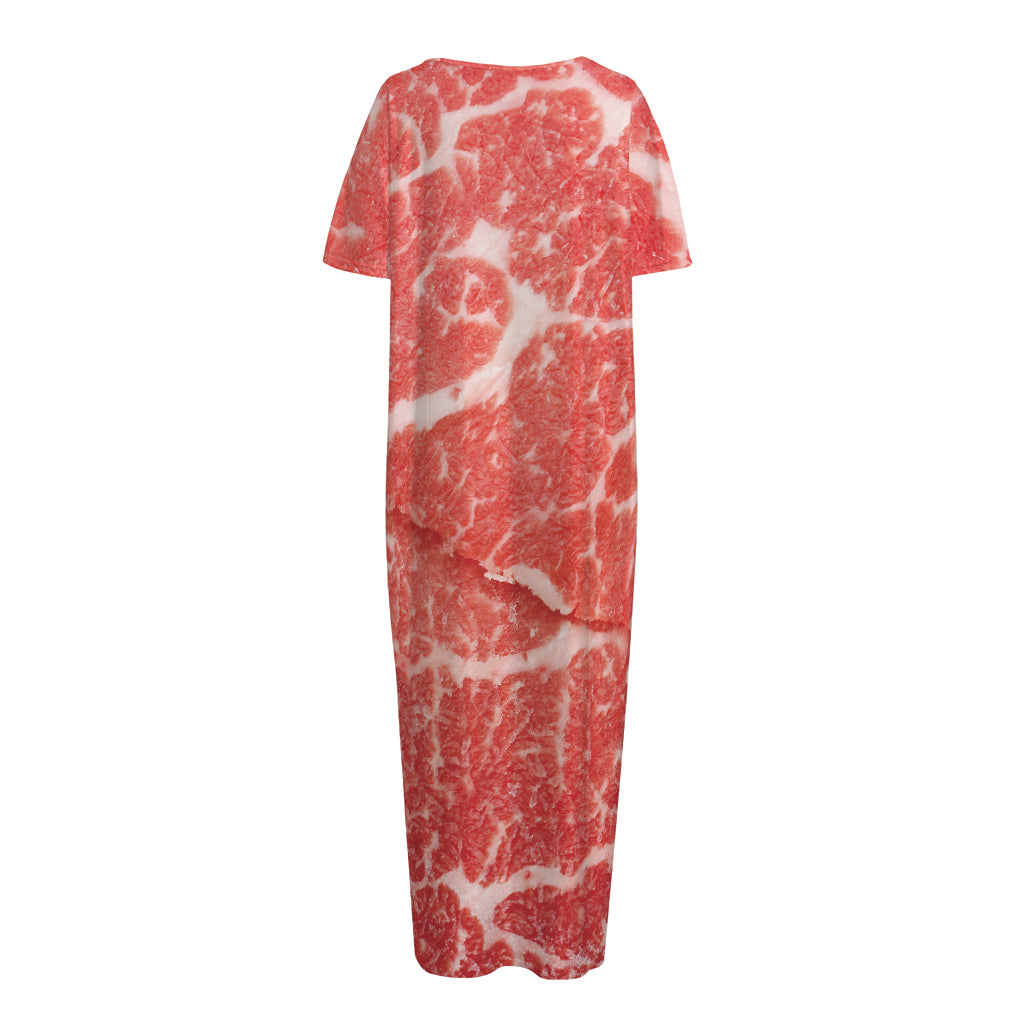 Meat Print Short Sleeve Long Nightdress
