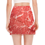 Meat Print Side Slit Mini Skirt
