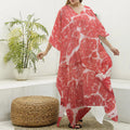 Meat Print Silk V-Neck Kaftan Dress