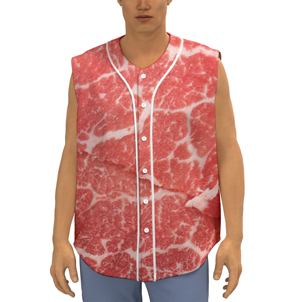 Meat Print Sleeveless Baseball Jersey
