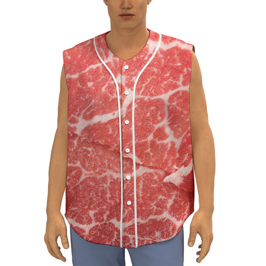Meat Print Sleeveless Baseball Jersey