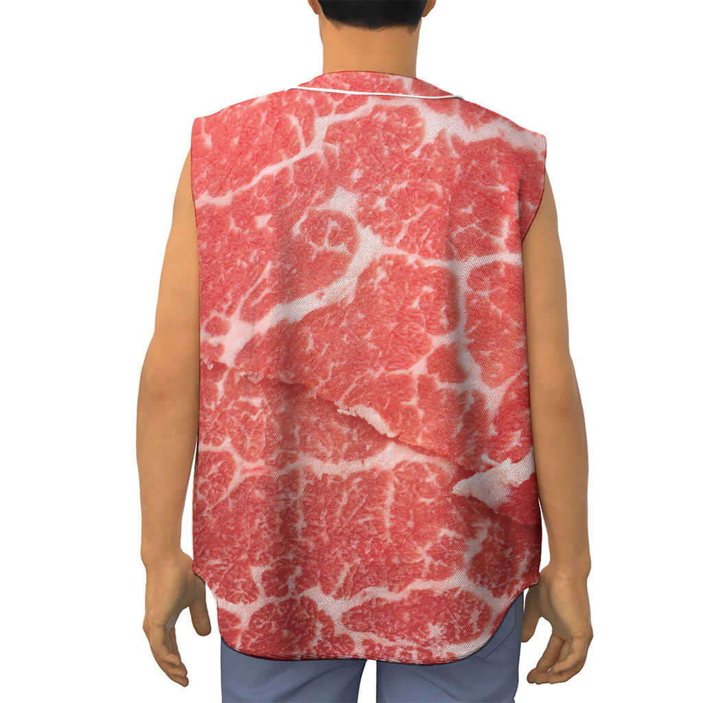 Meat Print Sleeveless Baseball Jersey