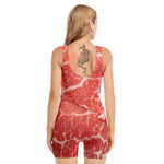 Meat Print Sleeveless One Piece Swimsuit