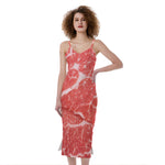 Meat Print Slim Fit Midi Cami Dress