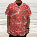 Meat Print Textured Short Sleeve Shirt