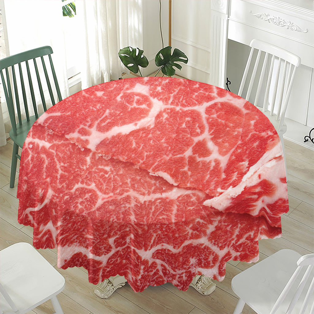 Meat Print Waterproof Round Tablecloth