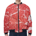 Meat Print Zip Sleeve Bomber Jacket