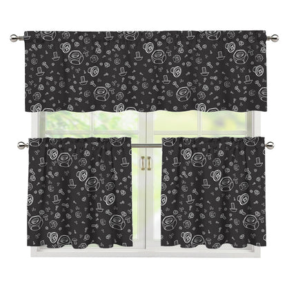 Mechanic Nuts and Bolts Pattern Print 3 Piece Kitchen Curtains