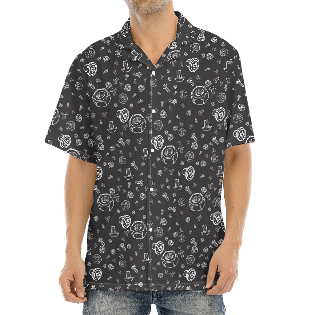 Mechanic Nuts and Bolts Pattern Print Aloha Shirt