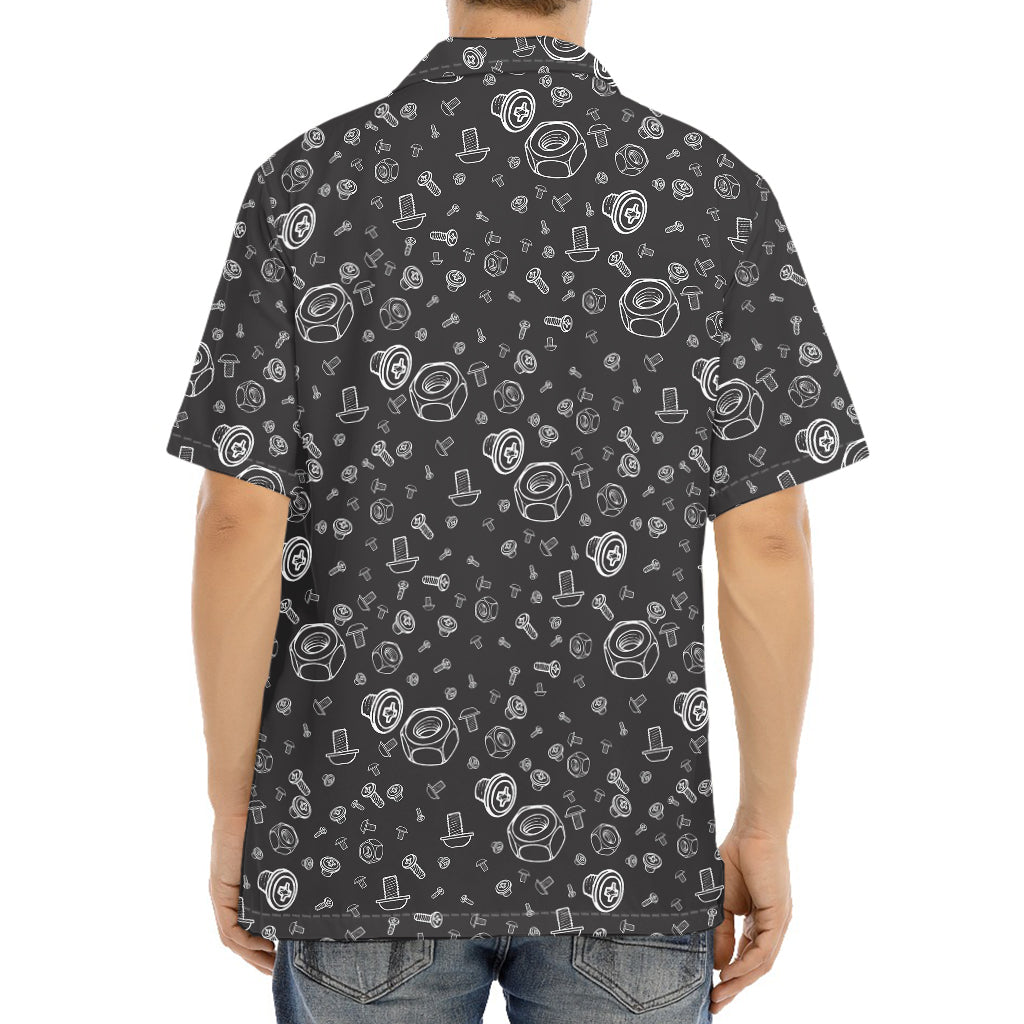 Mechanic Nuts and Bolts Pattern Print Aloha Shirt