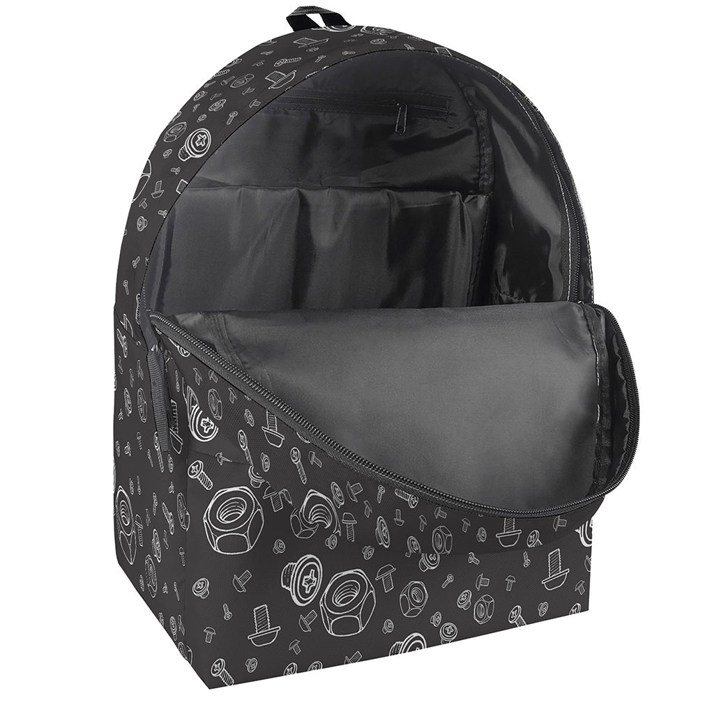 Mechanic Nuts and Bolts Pattern Print Backpack