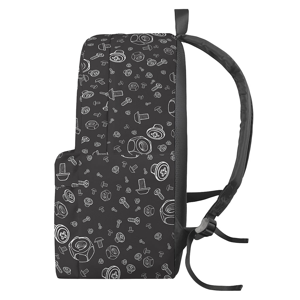 Mechanic Nuts and Bolts Pattern Print Backpack