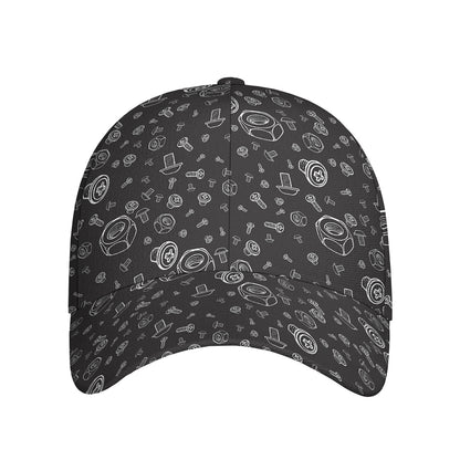 Mechanic Nuts and Bolts Pattern Print Baseball Cap