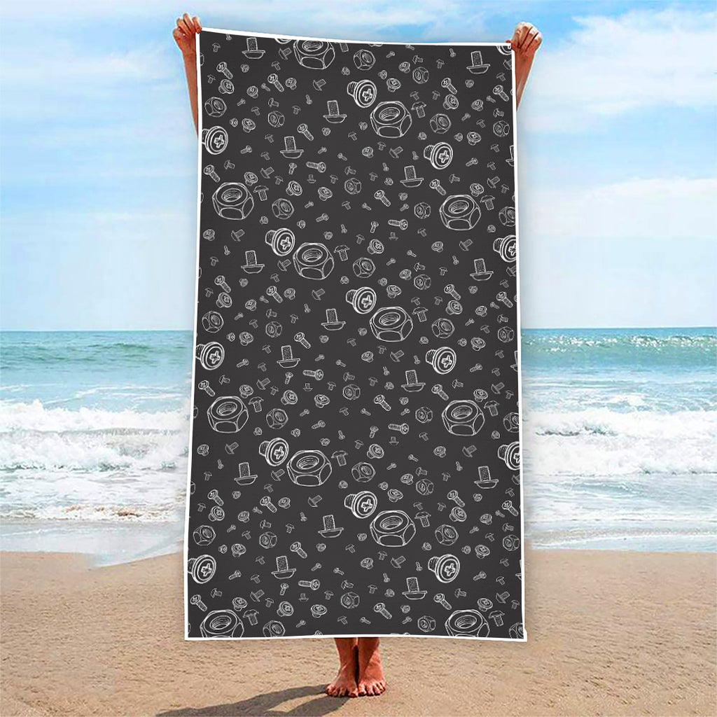 Mechanic Nuts and Bolts Pattern Print Beach Towel