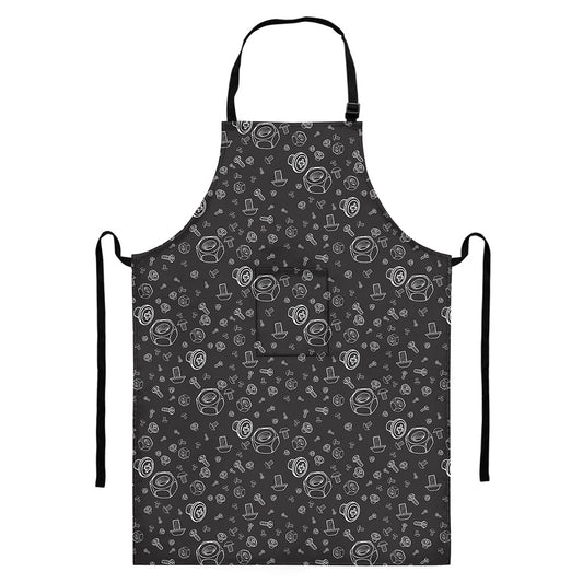 Mechanic Nuts and Bolts Pattern Print Bib Apron With Pocket
