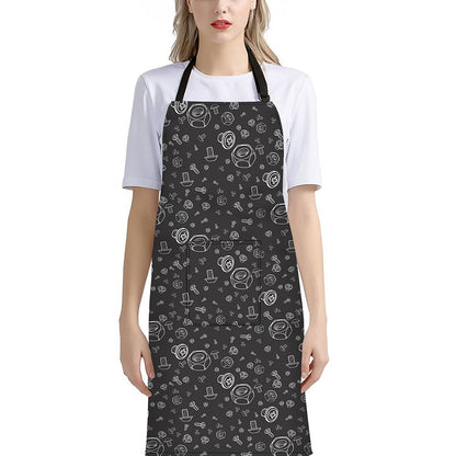 Mechanic Nuts and Bolts Pattern Print Bib Apron With Pocket