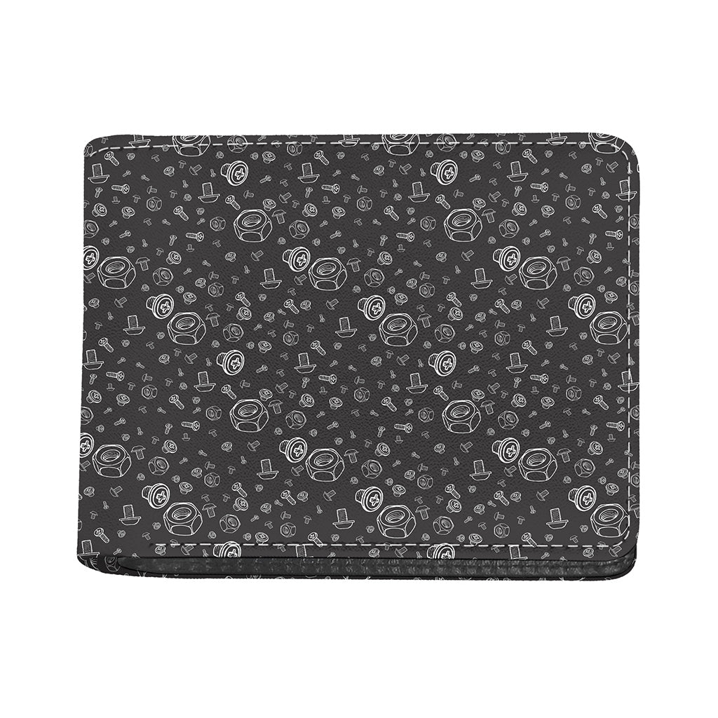 Mechanic Nuts and Bolts Pattern Print Bifold Wallet