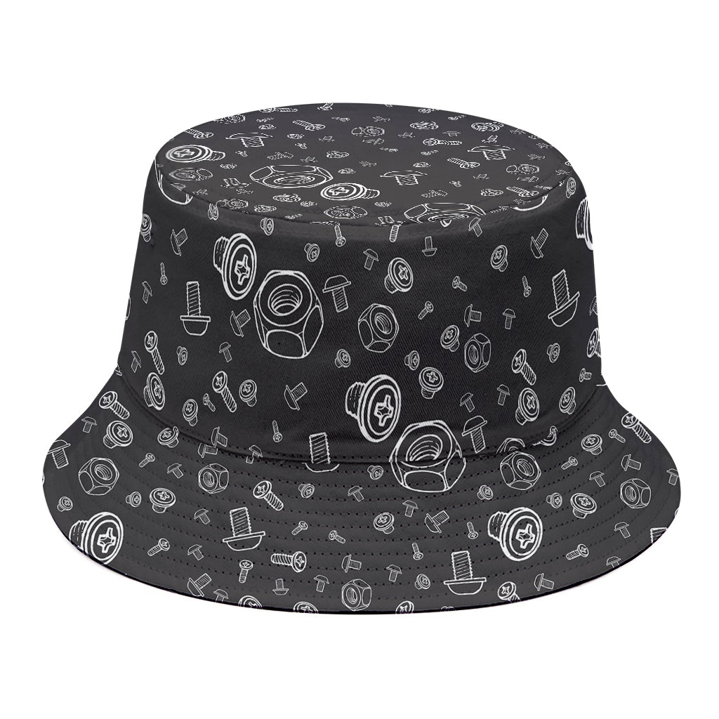 Mechanic Nuts and Bolts Pattern Print Bucket Hat